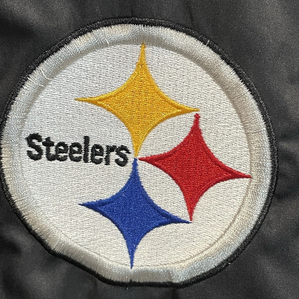 NFL Team Apparel Steelers Youth L 14/16 Windbreaker Jacket Full Zip Black Gold - Picture 10 of 11